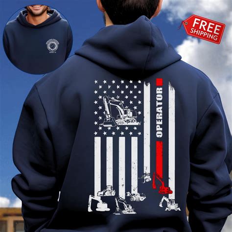 Local Union 15 Operating Engineer Hoodie, USA Flag Premium Heavy Blend ...