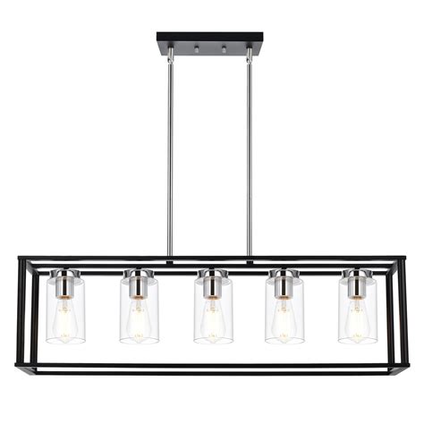VINLUZ Farmhouse Kitchen Island Lighting Fixture,5 Light Black and ...