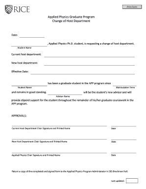 Fillable Online sci rice Host Department Change Form Fax Email Print ...