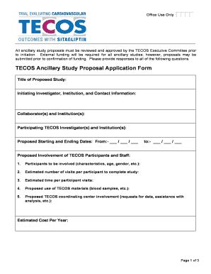 Fillable Online dtu ox ac TECOS Ancillary Study Proposal Application ...