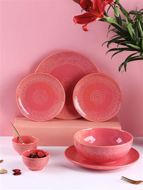 Pink Renee Studio Pottery Dinner Set for 2 (Exclusive) - 7 pieces ...