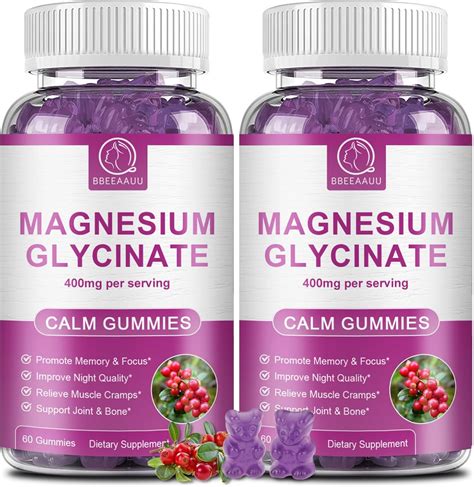 Amazon.com: Magnesium Glycinate Gummies 400 mg, High Absorption ...