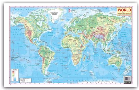 OJO Books World Physical Map (Size 70 x 100 Cms) | Wall Hanging | PVC ...