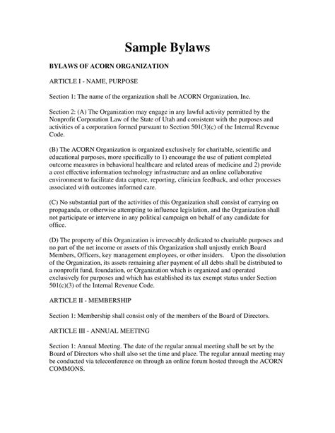 Free Printable Corporate Bylaws Templates [Word, PDF]