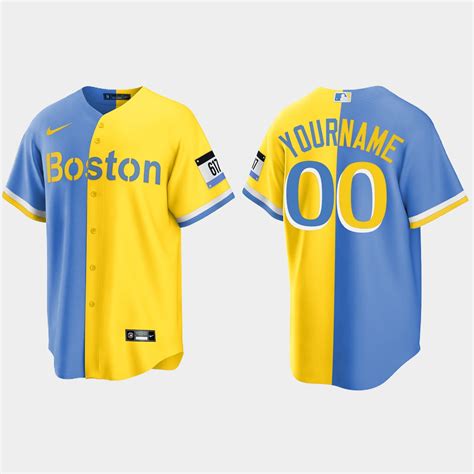 Boston Red Sox Custom City Connect Split Jersey – Blue Gold ...