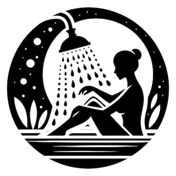 Silhouette vector of person showering black figure on white background ...