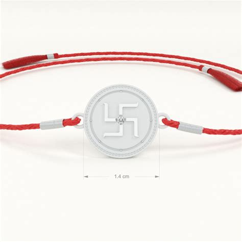 Swastik Saga 0.01 Carat Lab-Grown Diamond 999 Silver Coin Rakhi – PALMONAS