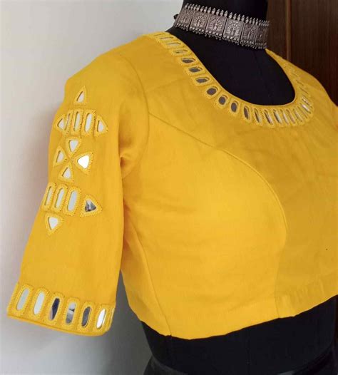 Sunshine Yellow Cotton Silk Mirror Work Blouse Combo - Perfect for B2B ...