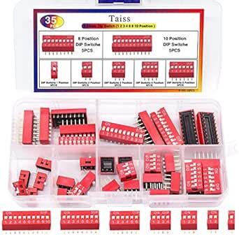 Taiss 35PCS DIP Switch Assorted Kit 1 2 3 4 6 8 10 Position 2.54mm ...