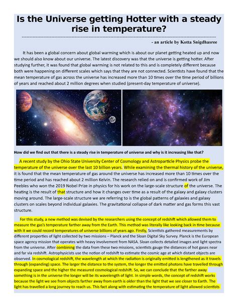 Scitech article (final)- snig - Is the Universe getting Hotter with a ...