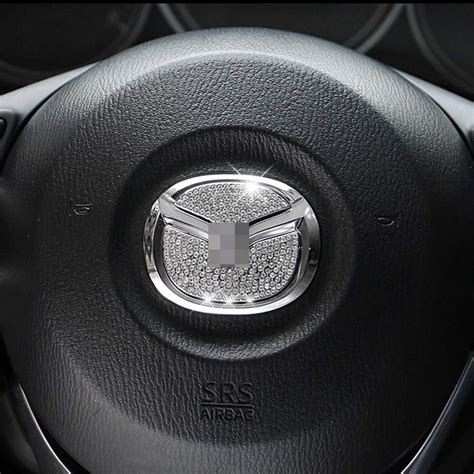 Buy Steering Wheel Bling Crystal Emblem Cap Shiny Accessory Interior ...