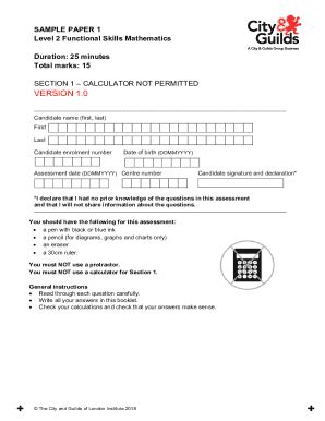 Fillable Online 4748 Functional Skills Mathematics L2 Sample 1 QP and ...
