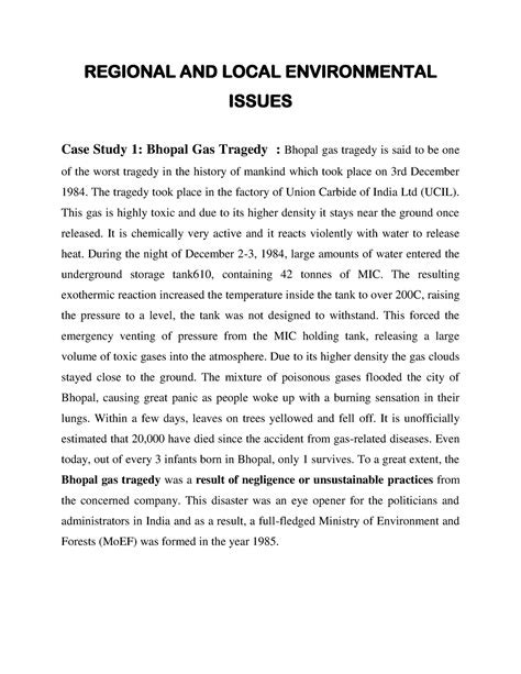 Regional AND Local Environmental Issues - REGIONAL AND LOCAL ...