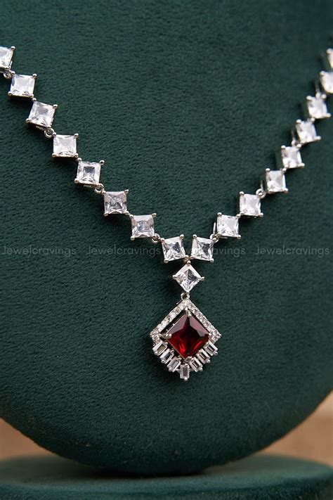 Diamond Stone Pendant Necklace with Earrings – Jewel cravings