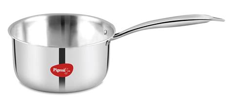 Buy Pigeon Elite Stainless Steel Triply Sauce Pan 16 cm, Gas Stove and ...