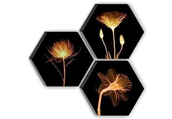 SAF Set of 3 Hexagon Preety Brown Floral UV Textured MDF Home ...