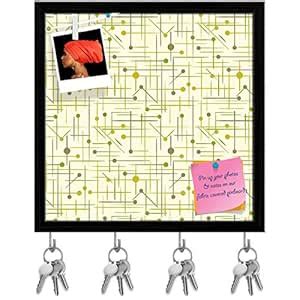 ArtzFolio Art Pattern Key Holder Hooks | Notice Pin Board | Black Frame ...