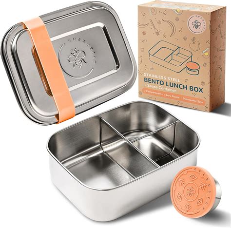 Amazon.com: Everusely - Bento Box - Orange, 27oz / 0.8 L - Stainless ...
