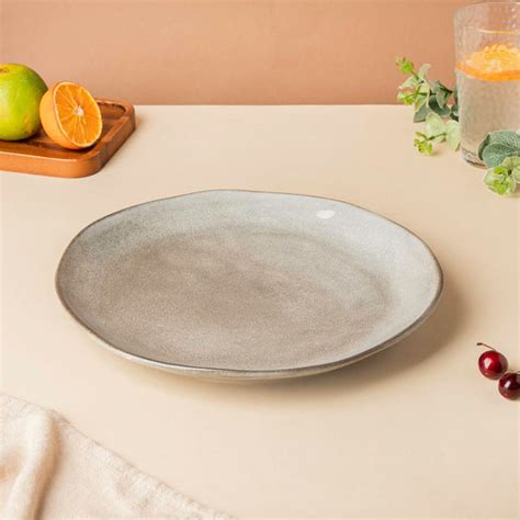 Rustic Handmade Dinner Plate Grey 11 Inch
