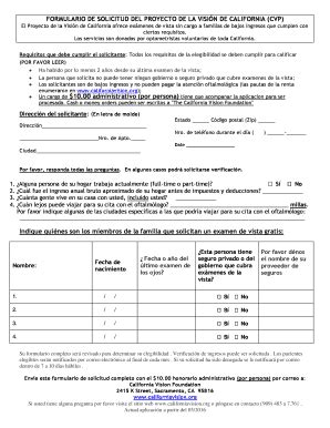 Fillable Online coavision FORMULARIO DE SOLICITUD DEL PROYECTO DE LA ...