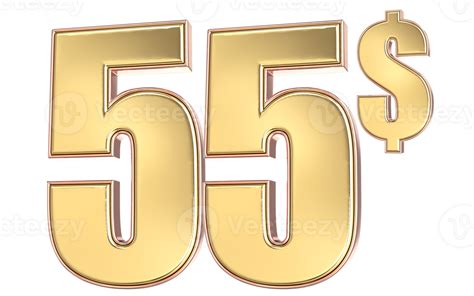 55 Number Gold Dollar 3D 27255596 PNG