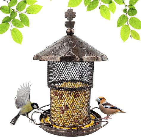 Metal Bird Feeder Hanging Wild Bird Seed Feeder Anti-Rust Birds Feeder ...