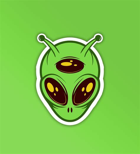 Alien Head Printable Sticker 的图像结果