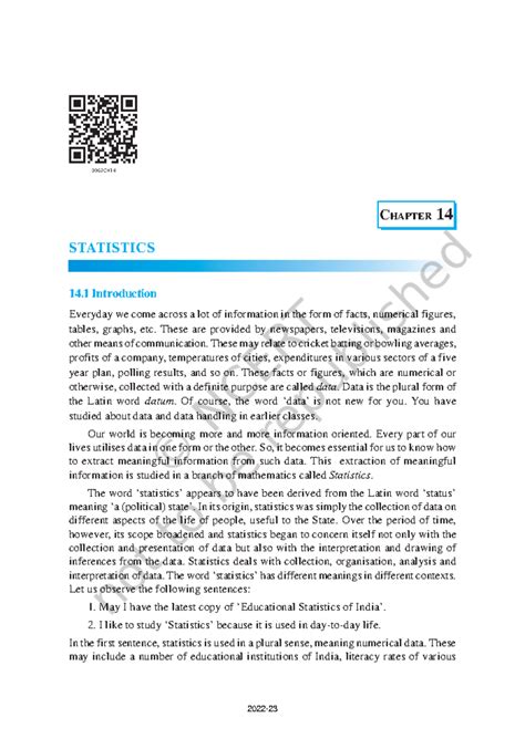 Iemh114 - It's a course work - 238 MATHEMATICS CHAPTER 14 STATISTICS 14 ...