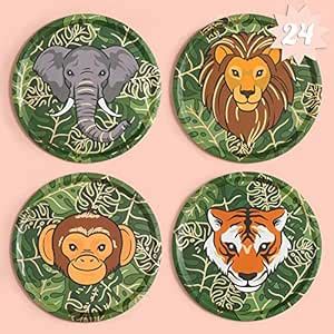 xo, Fetti Jungle Foil Paper Plates - 24 pk, 9" | Safari Theme Party ...