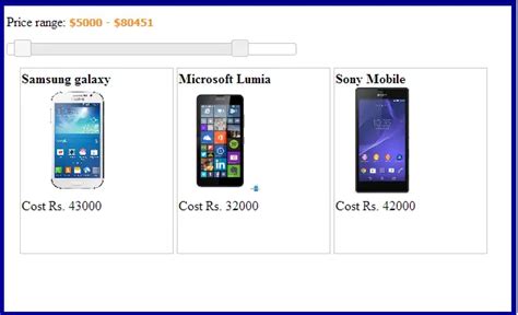 Image result for Price Range Filter Using jQuery and PHP
