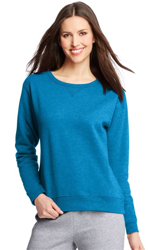 Hanes Women's EcoSmart Cotton V Notch Fleece Sweatshirt, Sizes XS-2XL ...