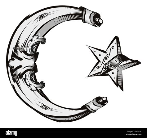 Islamic star and crescent symbol created in old vintage style Stock ...