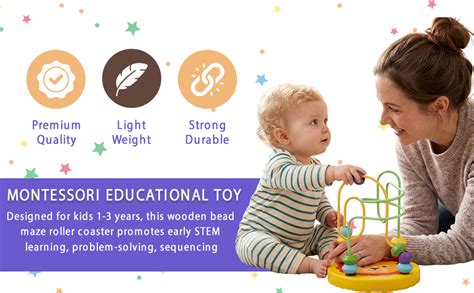 Mara Bommai ® Wooden Bead Maze Montessori Toy for Toddlers | Eco ...