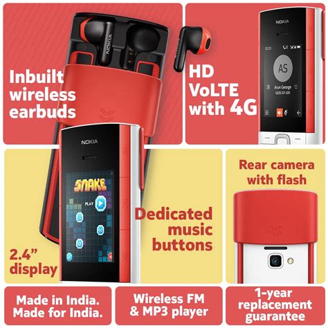 Nokia 5710 XpressAudio keypad Phone, with inbuilt Wireless Earbuds, MP