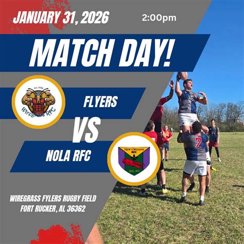 Flyers vs NOLA RFC, 4605 Andrews Ave., Fort Rucker, AL, 31 January 2026 ...
