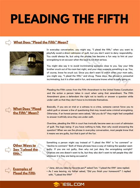 Plead the Fifth | What Does "I Plead the Fifth" Mean? • 7ESL