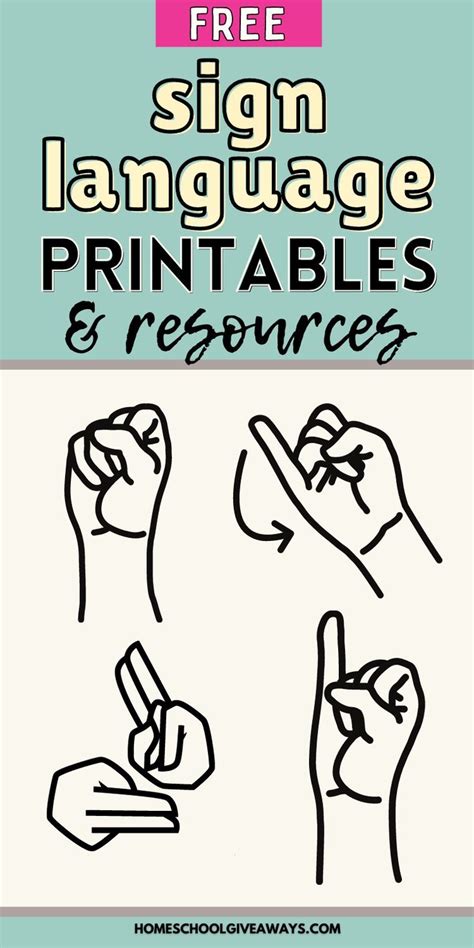 Image result for Printable Sign Language Signs