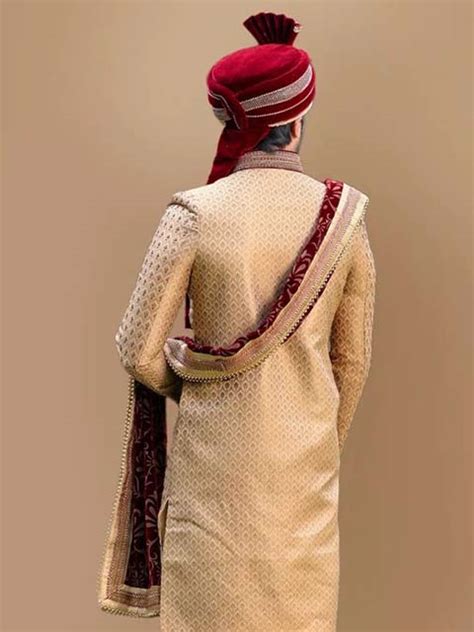 Aristocratic Fawn Groom Sherwani Suit