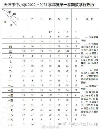 重磅！天津中小学2022-2023年度教学日历发布 - 知乎