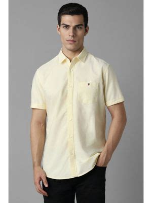 Buy Louis Philippe Men Yellow Slim Fit Solid Half Sleeves Casual Shirt ...