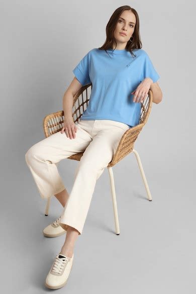 Buy Women Blue Solid Casual Round Neck Top Online - 802521 | Van Heusen