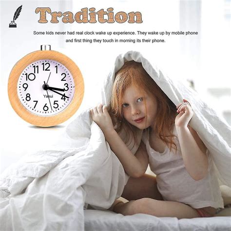 Handmade Round Wooden Alarm Clock Digital Silent Bedside Table Beech ...