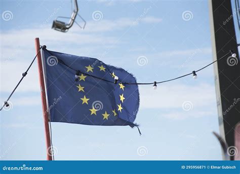 European Union Flag, Blue Flag with Yellow Stars Stock Image - Image of ...