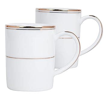 Dankotuwa Set of 2 Luxury Porcelain Coffee Mugs 250ml with Platinum ...