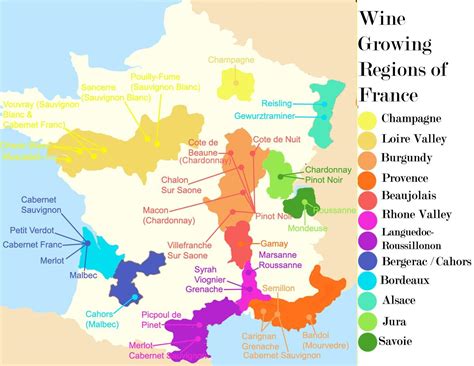 Map of France wine: wine regions and vineyards of France