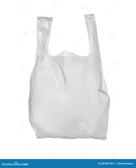 One Empty Plastic Bag Isolated on White Stock Image - Image of isolated ...