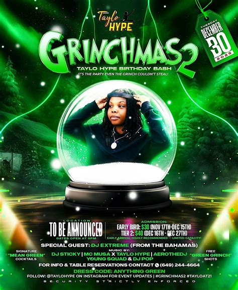 GRINCHMAS 2, TCI Shisha Lounge, Grace Bay, 30 December to 31 December ...