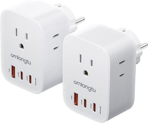 Amazon.com: 2 Pack Type E F Plug Adapter, 20W Germany France Travel ...