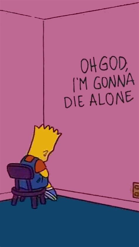 Download Sad Bart Simpson Phone Depressing Quote Wallpaper | Wallpapers.com