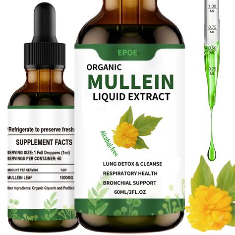 Mullein Drops for Lungs, Mullein Leaf Extract for Lungs Mullein Leaf Extract Liquid Natural ...